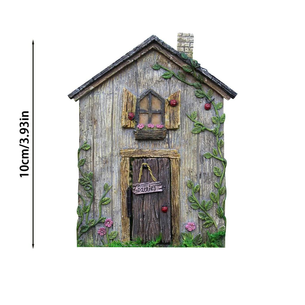 Garden Fairy Door Decoration With Wooden Tree Design For Outdoor Yard Decor