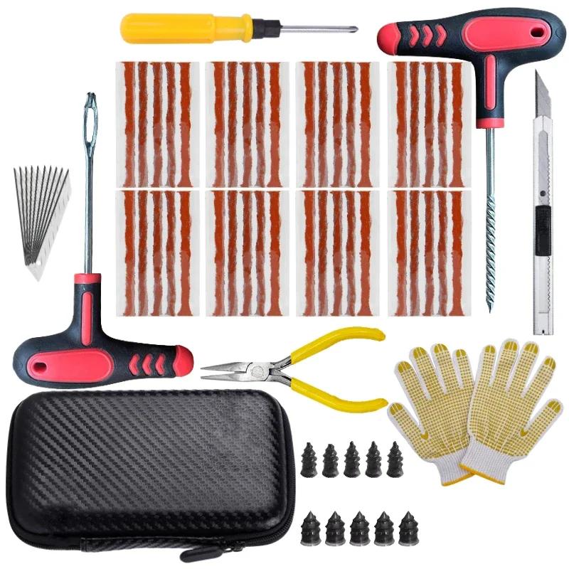 Automotive Emergency Rescue Kit Tyre Repair Kit Puncture Repair Kit, Anti-Puncture Kit Motorcycle, Puncture Repair Tool with Bag