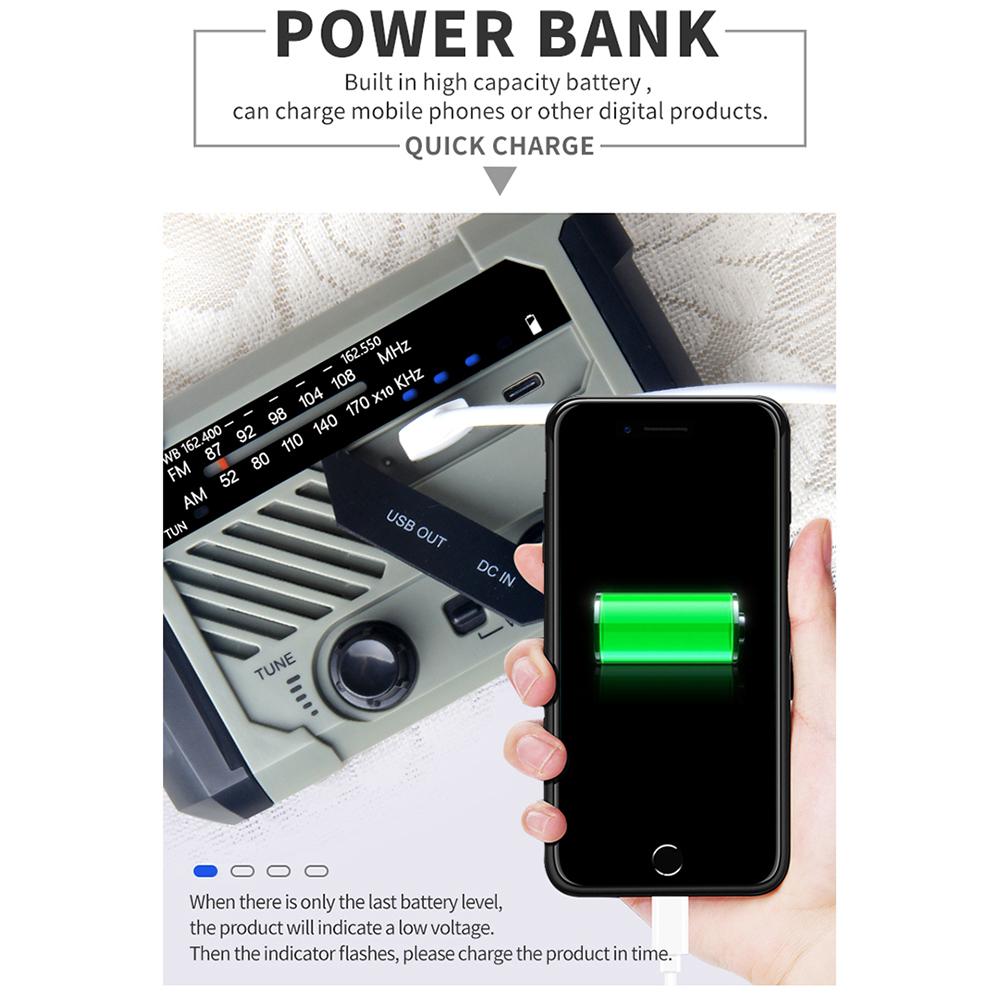 Emergency Solar Radio with Handle, Portable 3-Mode Flashlight SOS Siren Cell Phone Charger Camping Survival Gear and Supplies