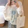 Sunscreen blouse long-sleeved T-shirt women's niche printing summer design sense personality cute loose versatile thin top