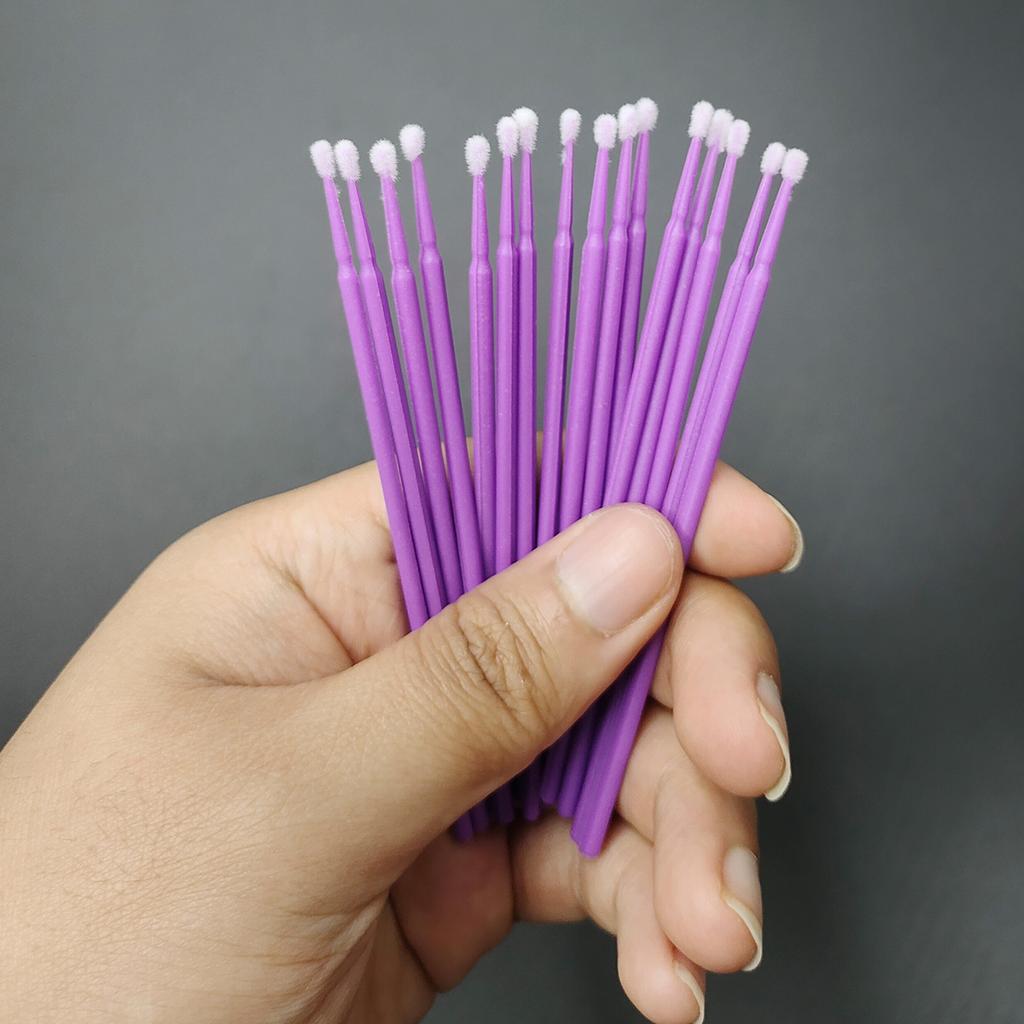 100/500pcs Disposable Makeup Brushes Mini Brush Purple Mini Applicator Brush Flexible Ultra-Fine Disposable Fine Makeup Brush