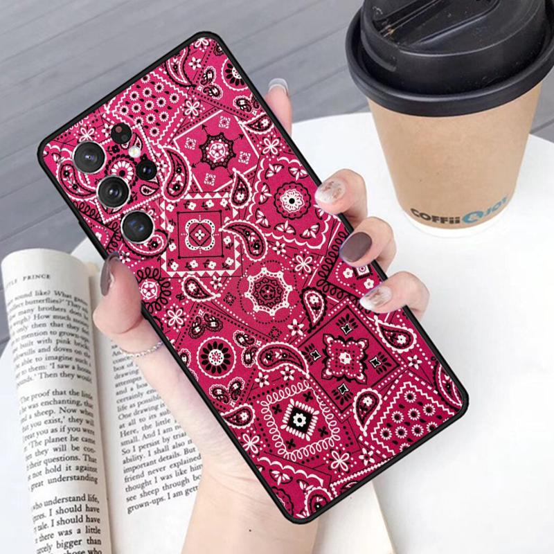 Black Bandana Paisley phone case Cover For Samsung Galaxy S24 S25 Ultra S21 S22 Ultra S10E Note 10 Plus Note 20 FE S23