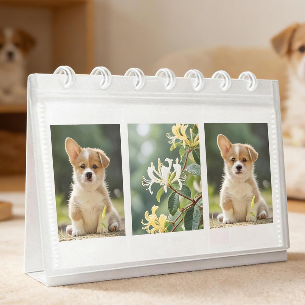 Photo storage calendar Desktop Coil Model Desk Calendar Mini Photo Album Display 60 Photos Desk Home Room Decoration