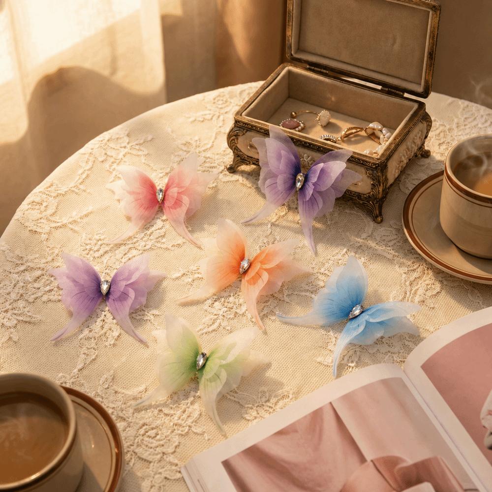 Four-Layer Organza Fabric Butterfly Translucent 3D Butterfly Decorations Butterfly Appliques
