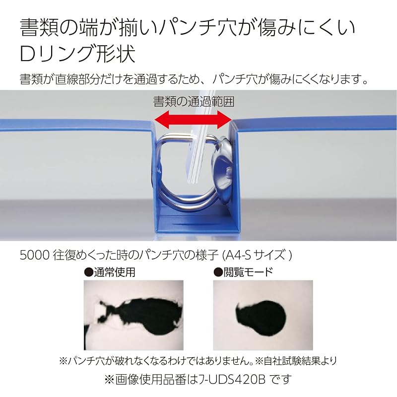 KOKUYO D-ring Binder, Smooth Style, A4 Size, 2 Holes, 300-sheet Capacity, Off-white, Model Number: U-UDS430W