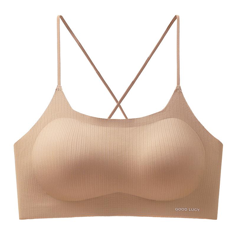 

Beautiful back thin summer sling vest Internet celebrity explosion tube top outer wear chest wrap gather sexy bra m size weight 40-52.5kg кофейный
