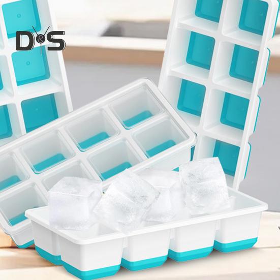 1/2Pcs Large Ice Cube Mold with Lid BPA Free Silicone Tray for Freezer Easy-Release Stackable Big Square Ice Cubes for Whiskey Cocktails Coffee