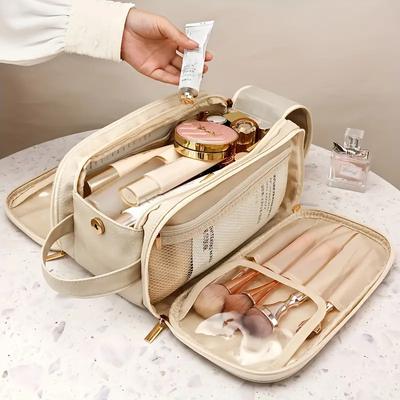 Multifunktionale Kosmetiktasche für Damen, große Kapazität, tragbare Reise-Aufbewahrungstasche für Make-up-Pinsel und Toilettenartikel