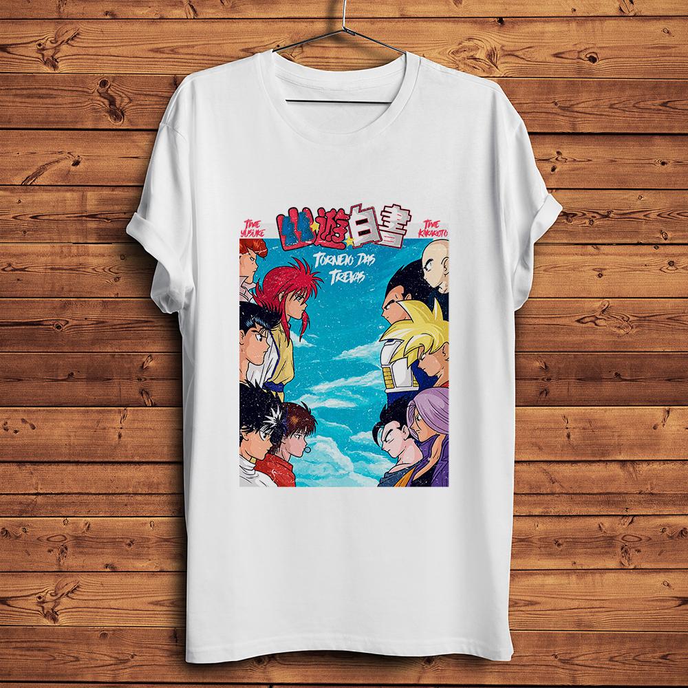 

YuYu Hakusho Urameshi Yuusuke funny anime t shirt Unisex White Short Sleeve Casual Tshirt Unisex ACGN Unisexga Streetwear Tee S