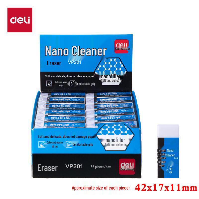 Deli Exam Eraser: Low-Dust VP201/VP202, Nano Clean, Student White Eraser