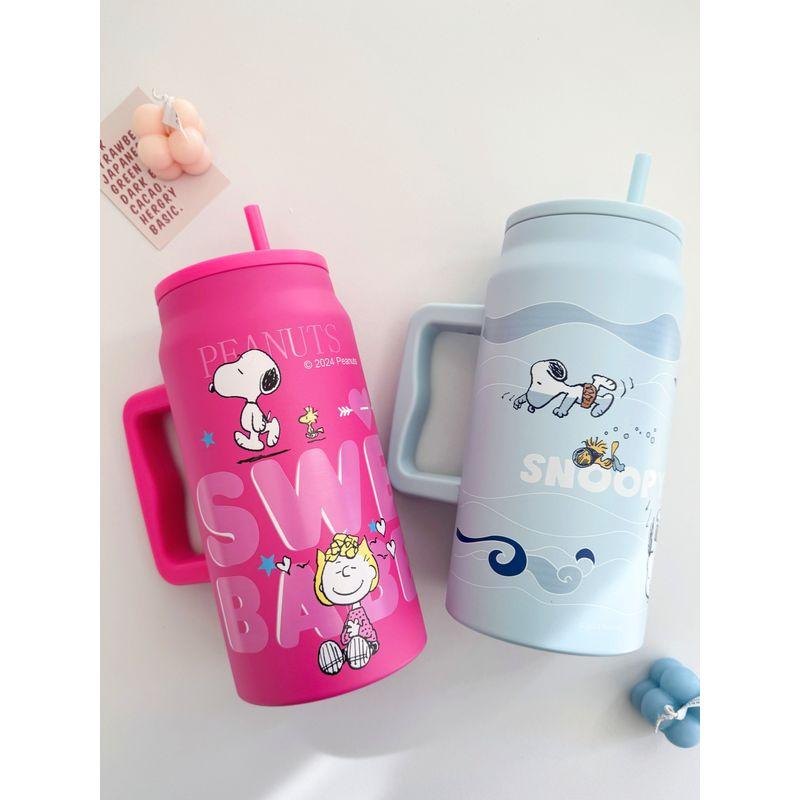 Snoopy Large-Capacity Insulated Cup, Giant Ice Cup, High-Value Student Water Bottle with Handle and Straw, Portable