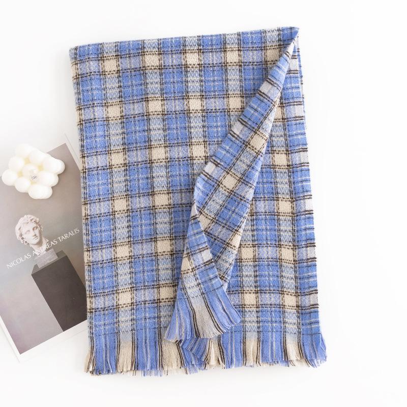 New Korean Style Imitation Cashmere Scarf with High End Atmosphere for Women Autumn and Winter Plaid Scarf and Winter Shawl Dual Use
