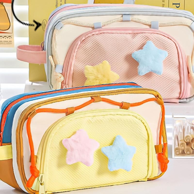 Large Capacity Pencil Case Fabric Pencils Bag Multi Compartments Pen Pouches Big Capacity Pens Organiser for Student