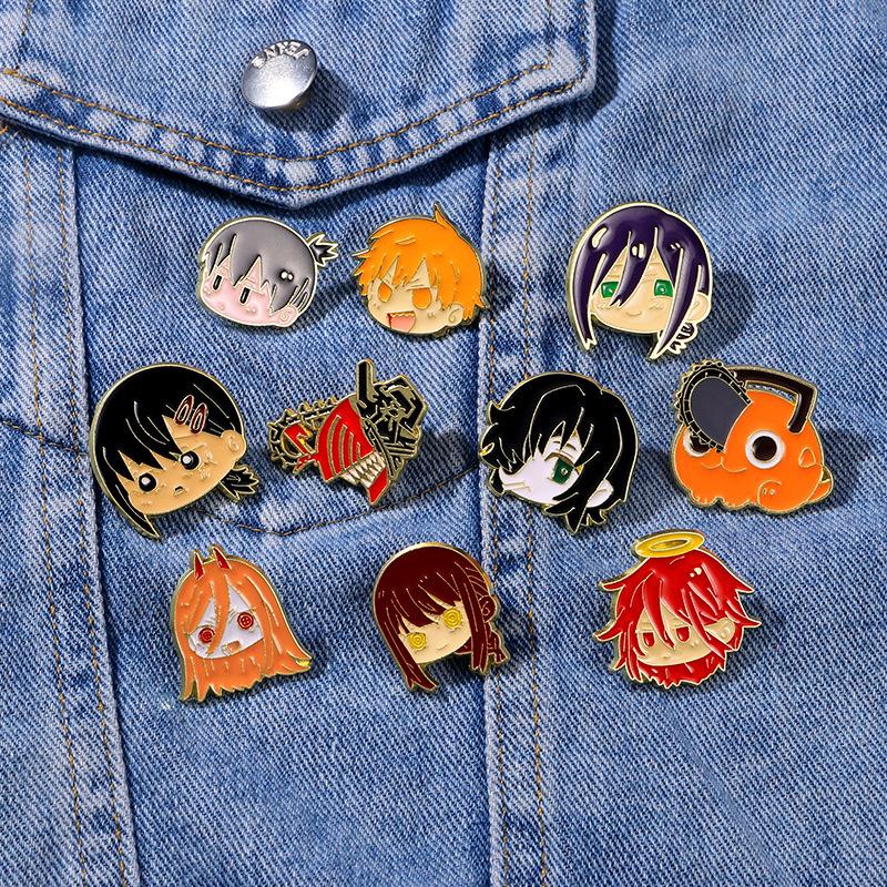 Japanese Cartoon Two-dimensional Animation Badge Chainsaw Man, Machima Fanren Peripheral Metal Brooch Clothing Accessories