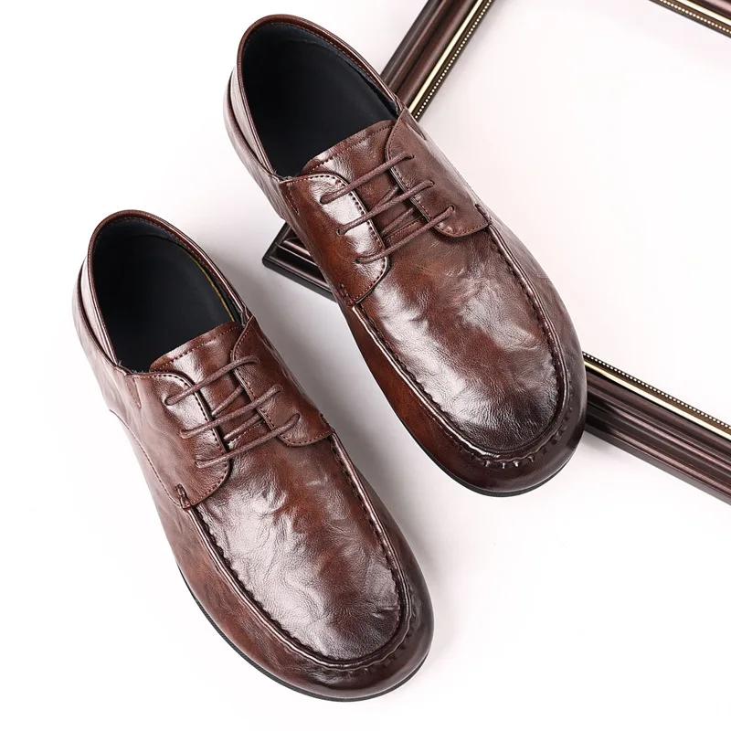 Fashion 2024 Spring Autumn New Designer Men's Shoes Fashion Korean Style Shallow Mouth Leather Loafers Men Business Shoes