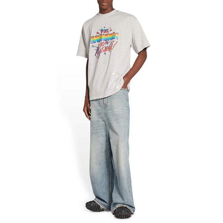 Balenciaga 90/10 T-Shirt Large Fit 'Light Grey' Men's 641675TMVH32569