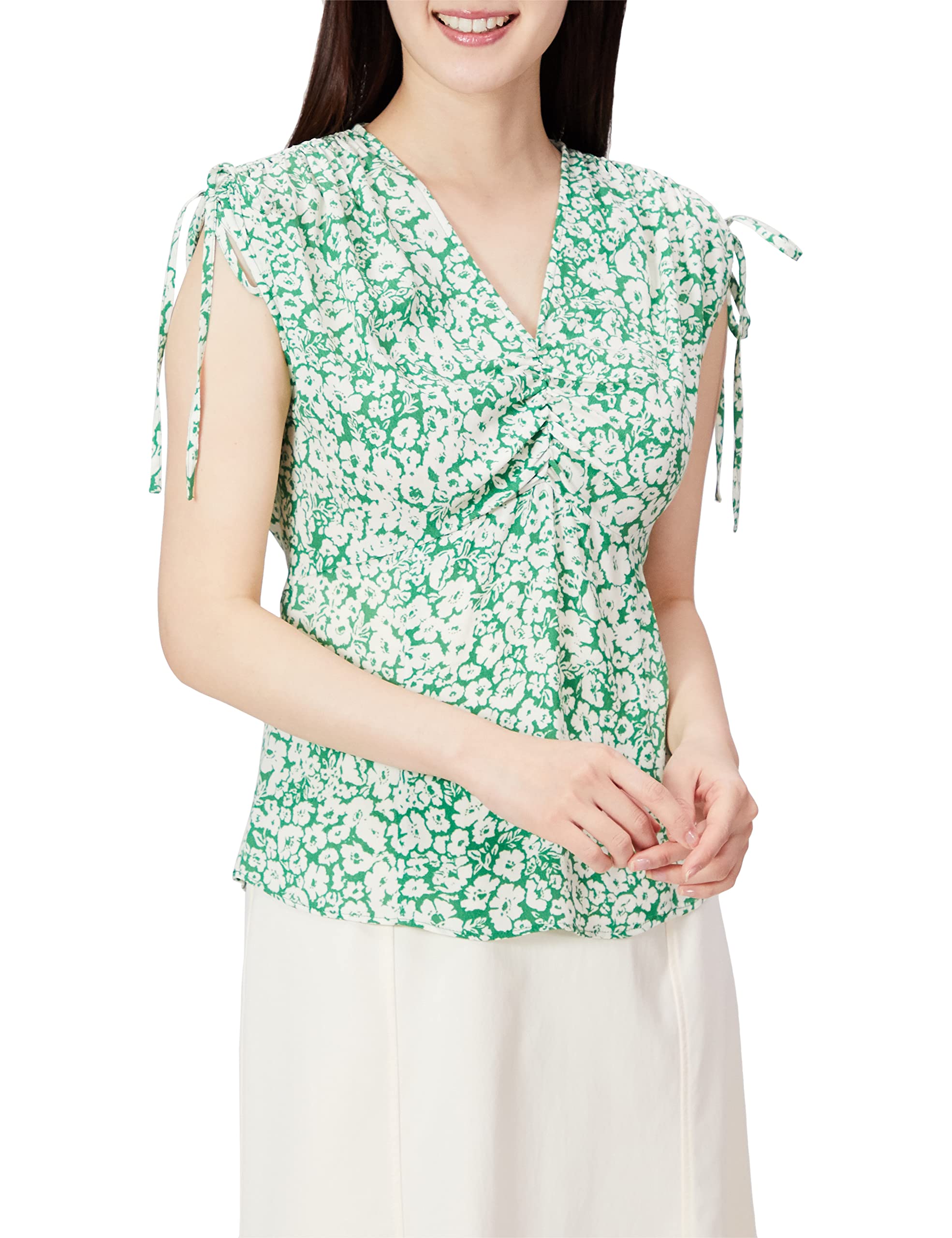 

FRAY I.D. Vintage Flower Print Gathered Blouse FWFB221077 Women s GRN 1