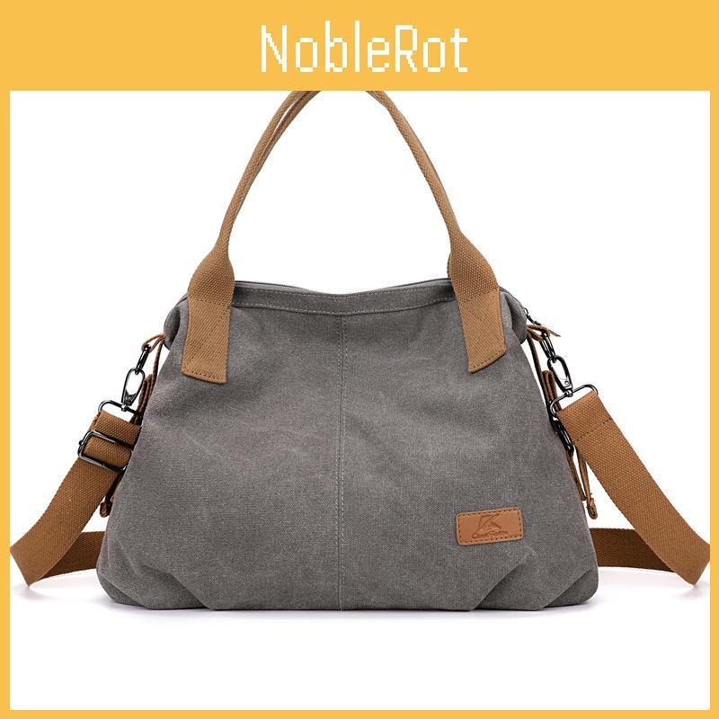 Casual Ladies Canvas Handbag With Secure Zipper Closure And Multiple Interior Pockets