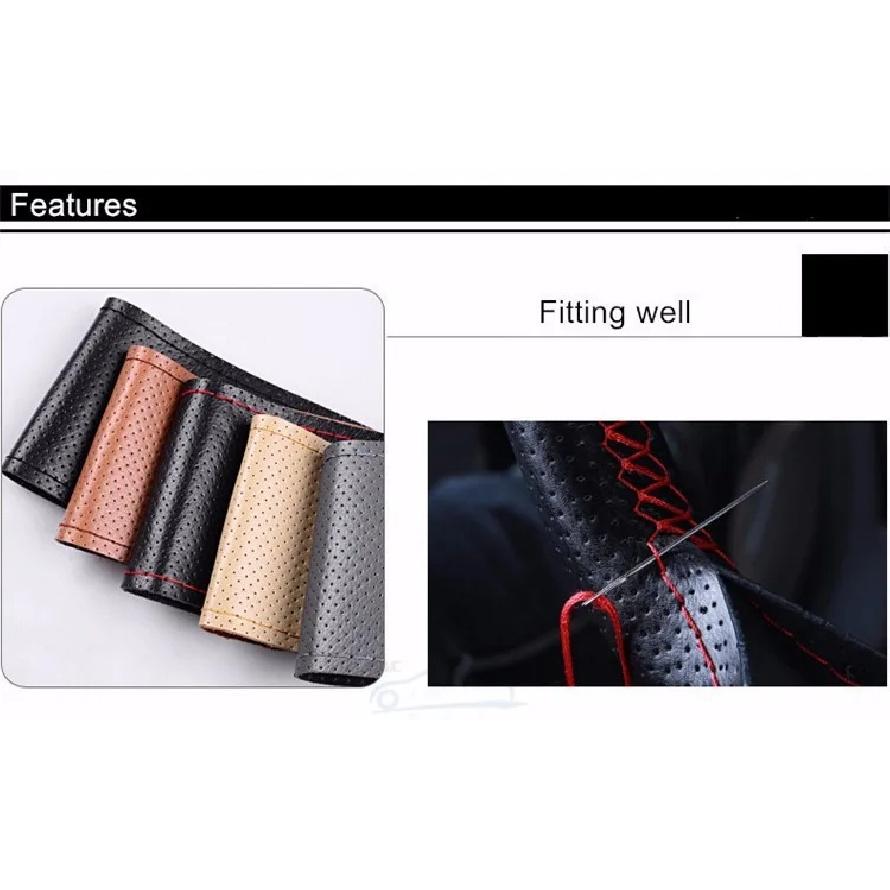 Durable Ventilate Car Steering Wheel Cover With Needles and Thread /summer Micro Fiber Leather Steering-Wheel Covers