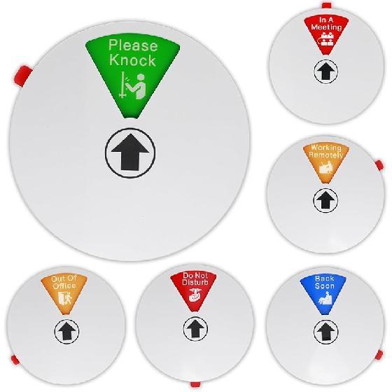 Office Privacy Door Sign with Rotating Status Indicator - 6 Inch Magnetic & Adhesive ABS Sign for Office/Home, 6 Modes (Do Not Disturb/Meeting/Remote серебряный