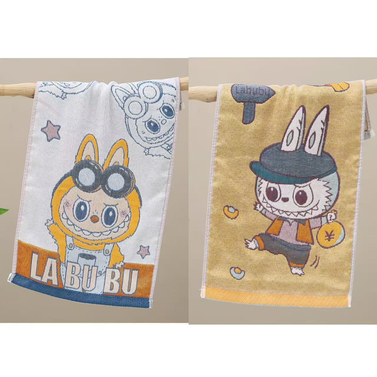 

Детские полотенца Labubu, мягкие и милые марлевые полотенца для лица для домашнего использования, детские полотенца для лица, которые не линяют и не выцветают 50*25cm