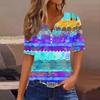 Maglietta da Donna Stampa Bottoni Manica Corta Quotidiano Weekend Moda Basic Scollo a V Regolare Top
