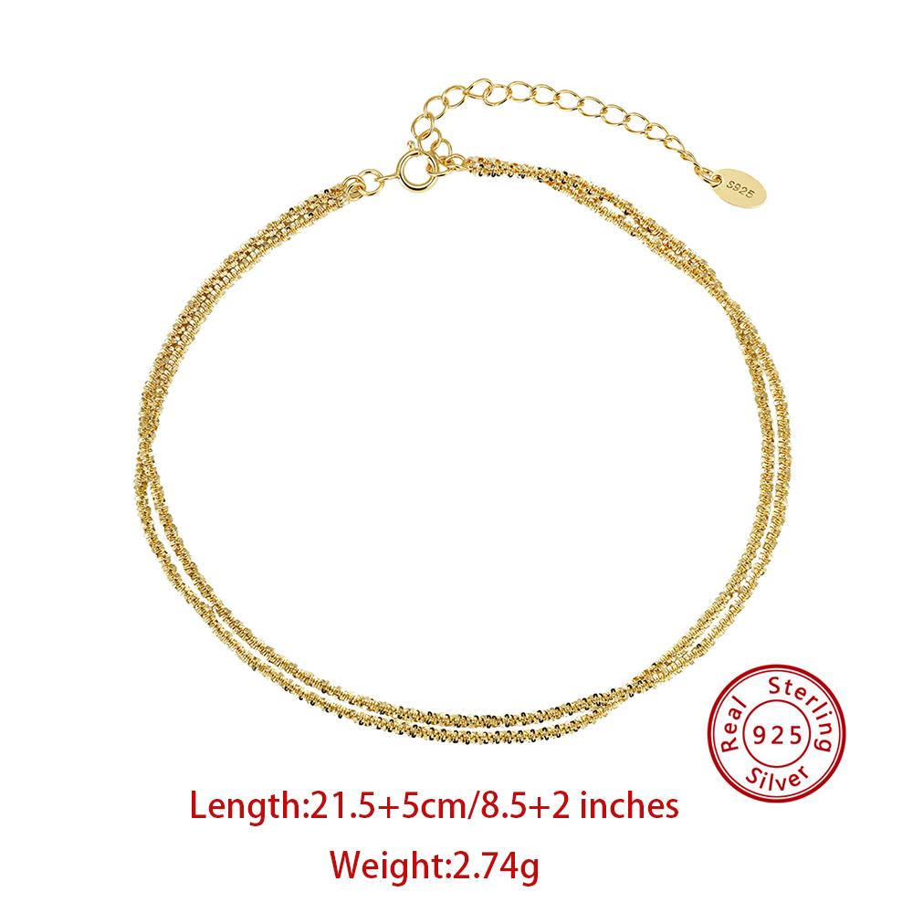 Effie Queen Fashion Pure 925 Sterling Silver Layered Anklet For Women Gift Simple Foot Chain Jewelry Summer Beach Party SA96