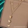 On the New Ins Style, Personalized Double-layer Butterfly Necklace Pendant Stacked Necklace Versatile Temperament Jewelry