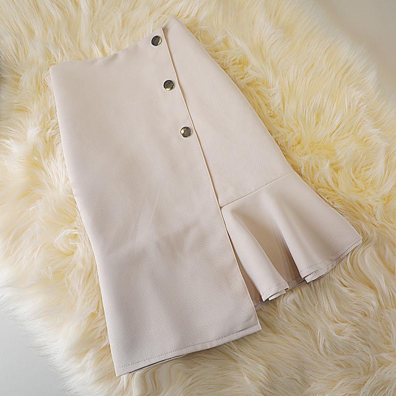 

Жіночі офісні спідниці-олівець із високою талією, коротка спідниця з оборками XXL абрикосовий