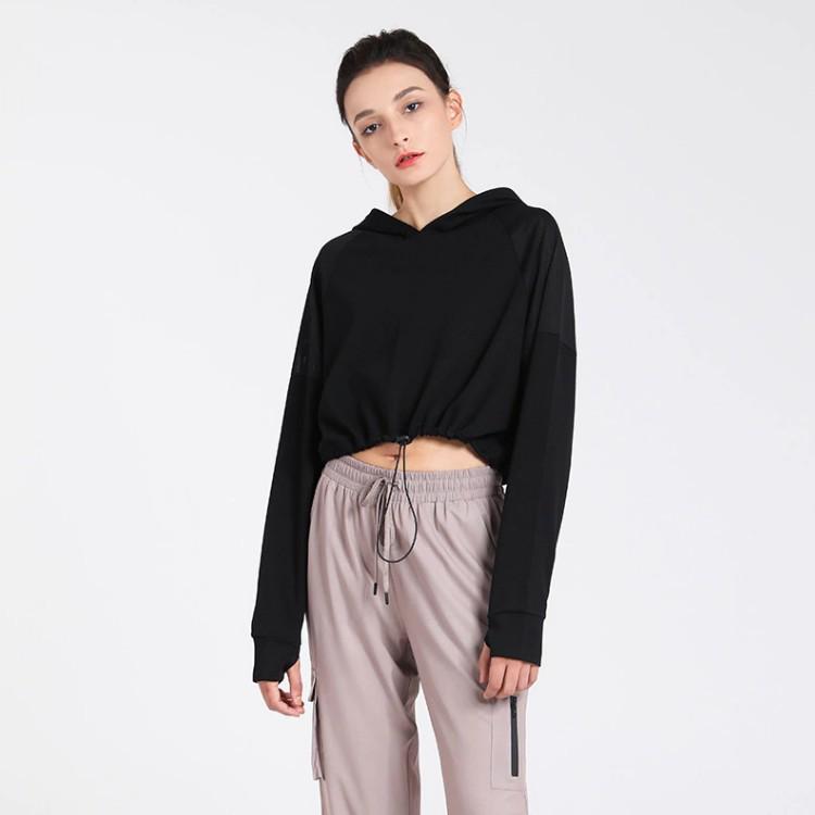 

Женская толстовка свободного кроя для йоги и бега - Весенне-осенняя, с длинным рукавом, в европейско-американском стиле M чёрный