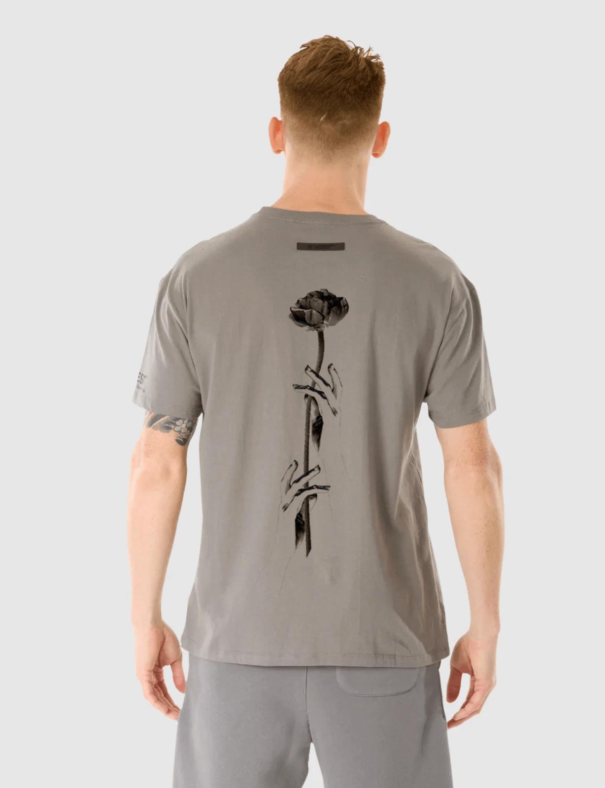 G WEST FLOWER HAND T-SHIRT - CHARCOAL GRAY 3XL