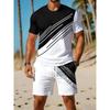 Men's Casual Sportswear Set, Breathable Outdoor Leisure Round Neck T-Shirt and Shorts Set, Summer Digital Print Set for Adults