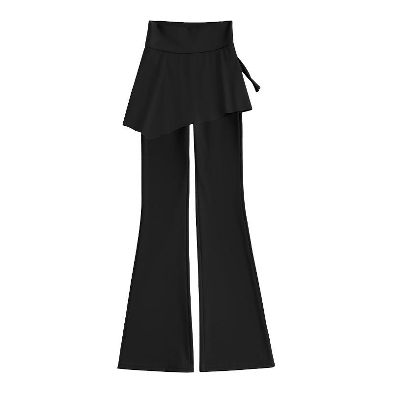 

Женские укороченные брюки-клеш зауженные к низу, брюки bootcut, эластичный шнурок, высокая талия, подтягивающие бедра, повседневные леггинсы для йоги M чёрный
