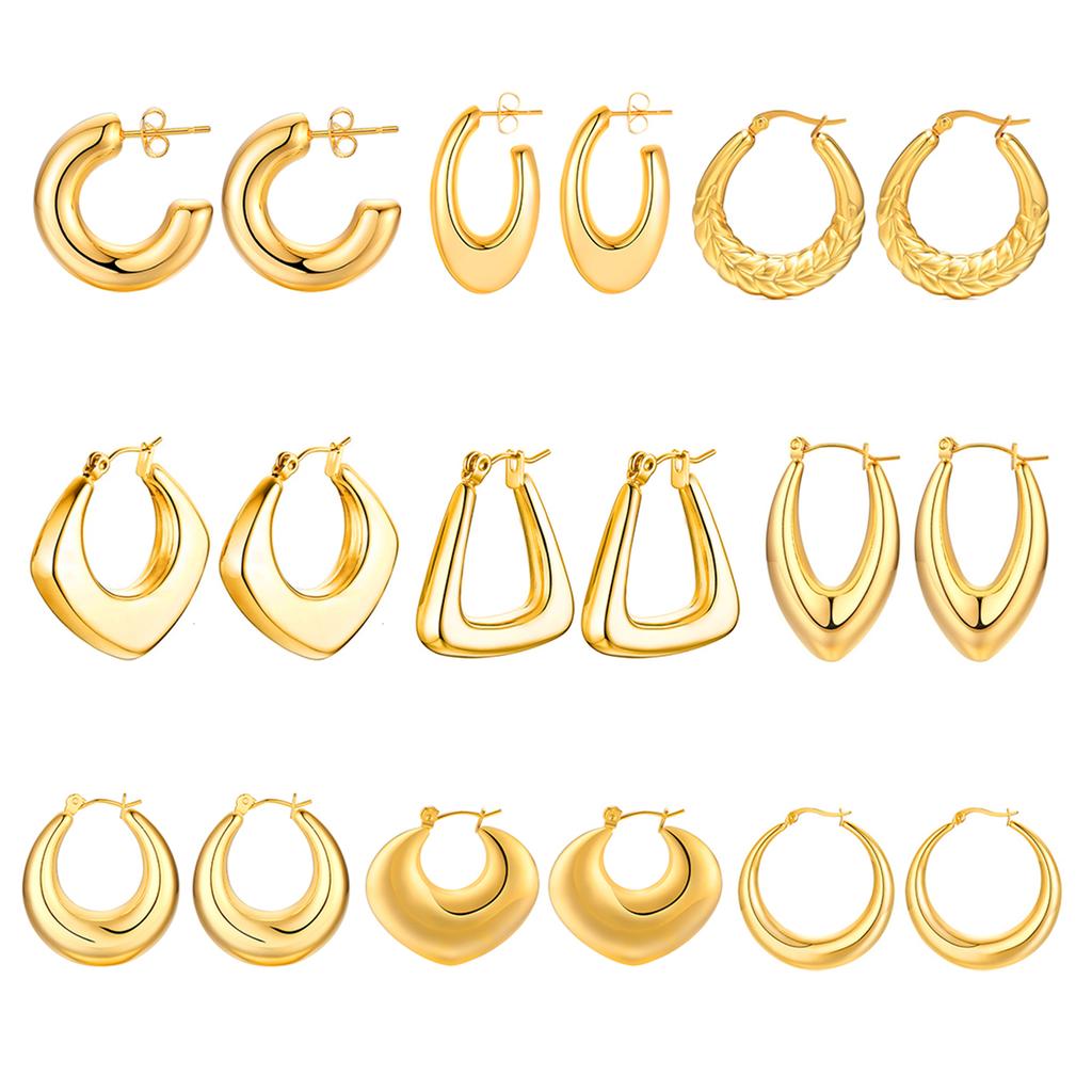 Fashion Square Geometric Hoop Earrings for Women, Chic Metal Stainless Steel Lady Earrings Bijoux Femme New Jewelry