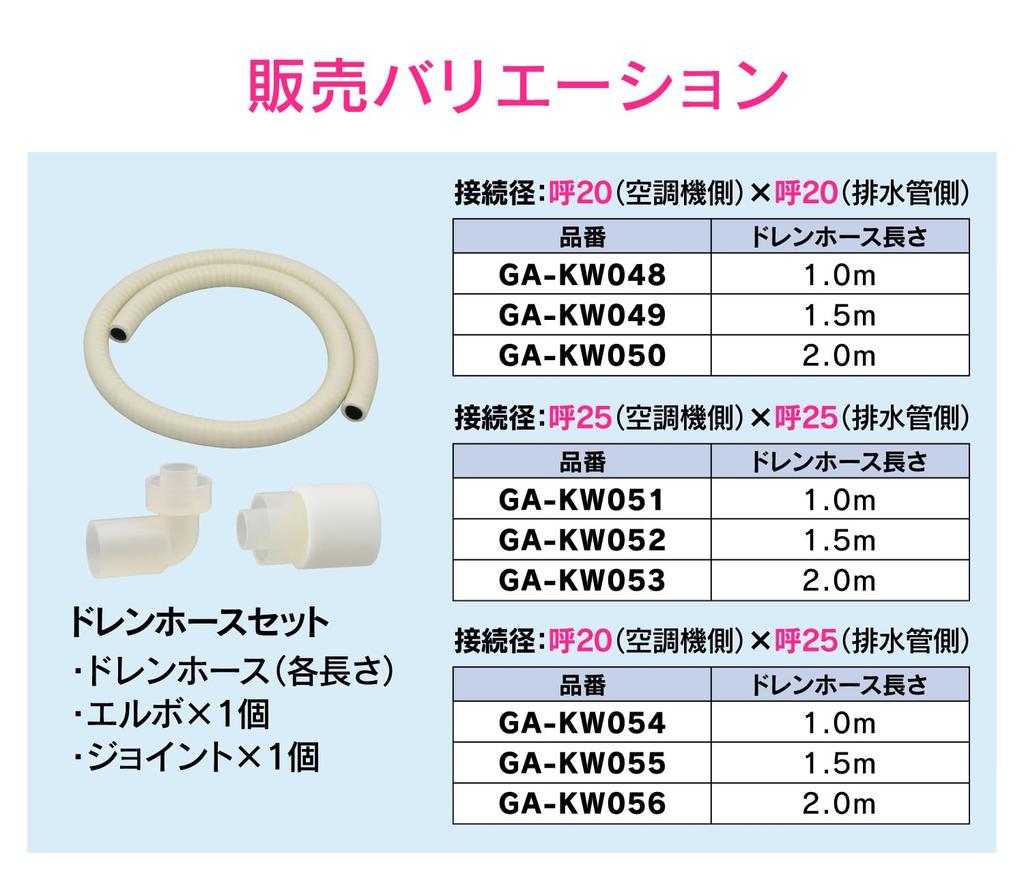 KAKUDAI GAONA Korekamo Insulated Drain Hose Set, 25mm Nominal, 1m, for Commercial Air Conditioners, GA-KW051