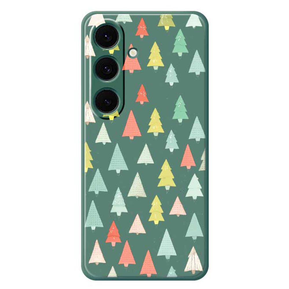 For Samsung Galaxy S24 FE Case Colorful Trees Pattern Printing Straight Edge TPU Phone Back Cover