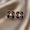 Elegant Gold-Plated Black Zircon Stud Earrings - Niche Design for a Luxurious Fashion Statement