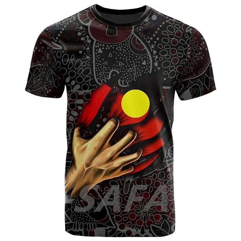 Australia Aboriginal Lizard Sunshine Pattern 3d Print Tshirts Street Casual O Neck T-Shirt Men Women Harajuku Short Sleeve Tops
