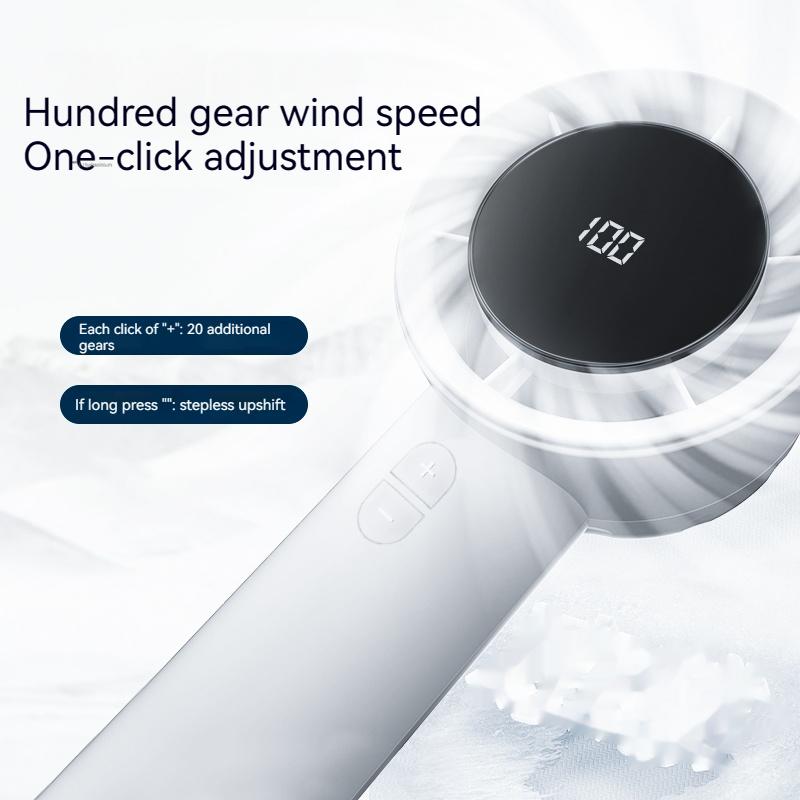 Turbo Handheld Fan 100 Speed 7m/s Strong Wind USB C Rechargeable 3000mAh Battery LED Display Portable Cooling Fan Outdoor Office