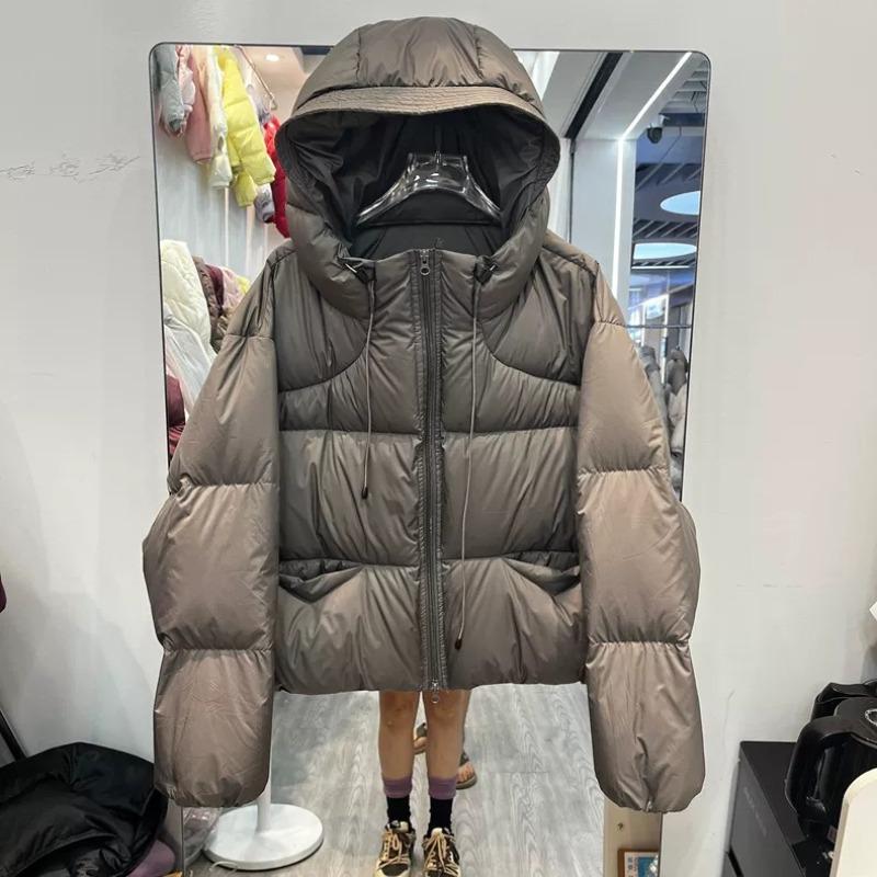 Puff Fluffy Hooded Down Jacket Women's Winter Thickened Short White Duck Down Kendou Bread Jacket Maillard Jacket