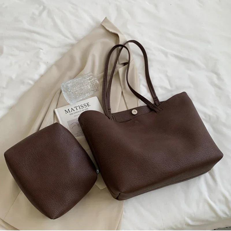 New Solid Plutonium Sweet Shoulder Bag for Women High-end Retro Versatile Bag Hot Sale Large Capacity Casual Travel Bag