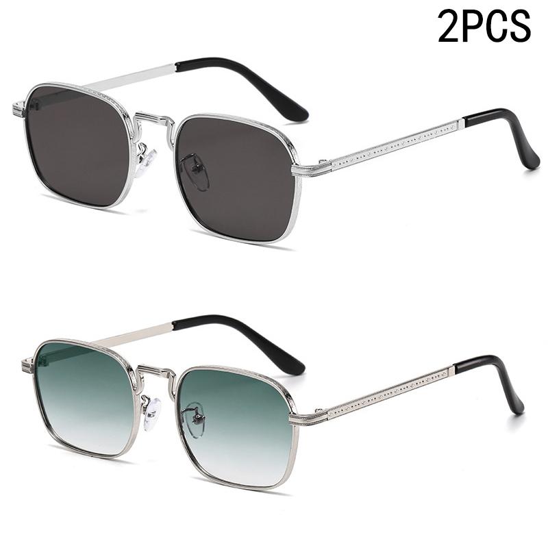 2PCS Latest Trendy Sunglasses - Square Oval Style With Black Tint Featuring Unique Designer And Uv Protection.2402