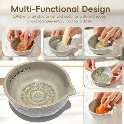 Ceramiczna tarka do imbiru Narzędzie do mielenia Młynek do puree z imbiru Miska do mielenia żywności Łatwa do czyszczenia Czosnek