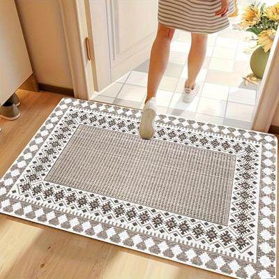 Bathroom Rugs Vintage Boho Bath Mats Light Grey Geometry Small Bath Mat Non Slip Washable Shower Rug For Home Decoration