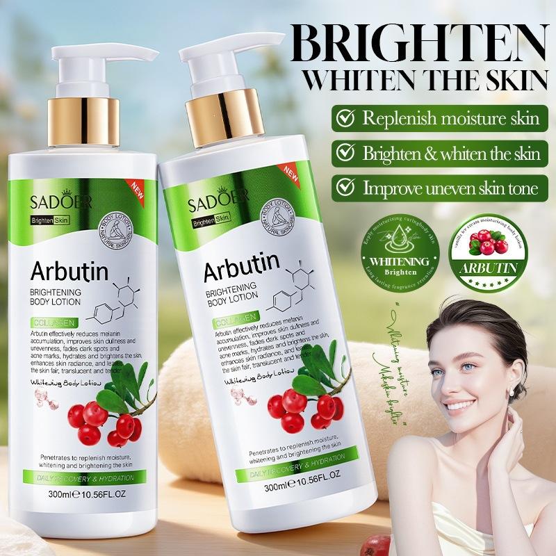 SADOER Arbutin Brightening Body Lotion: Moisturizing & Whitening Cream for Dark Spots, Uneven Skin Tone & Dullness, 300ml
