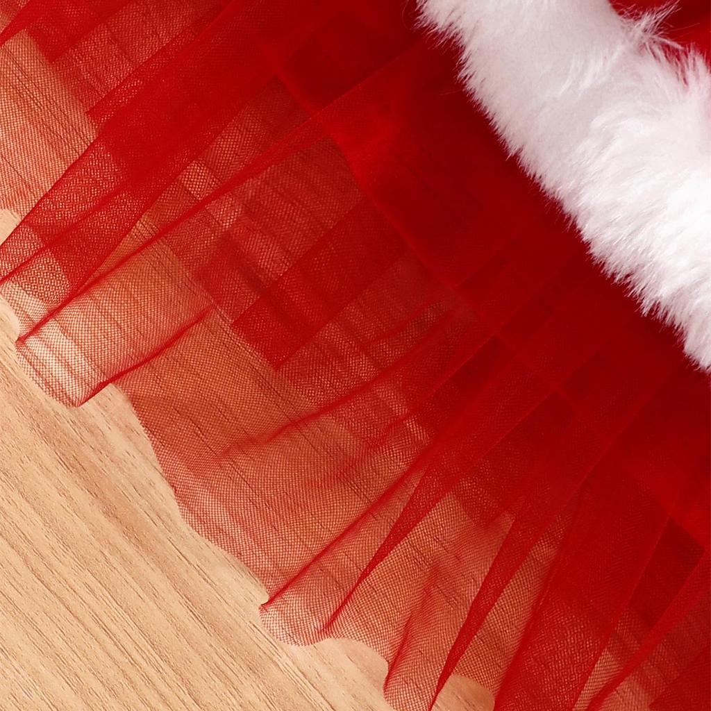 European & American Style Off-Shoulder Christmas Dress for Little Girls – Cute Mesh Puffy Skirt Princess Dress