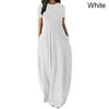 Women Casual Loose O-Neck Long Dresses Short Sleeve Summer Beach Dress Elegant Evening Party Dress