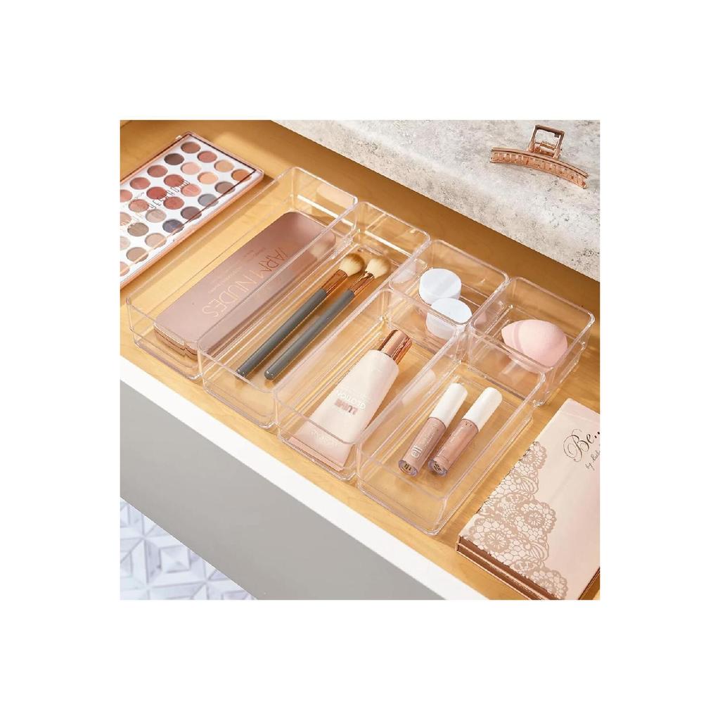 6 Piece Transparent Design Modular Storage Container - Drawer Organizer, Makeup Jewelry Organizer