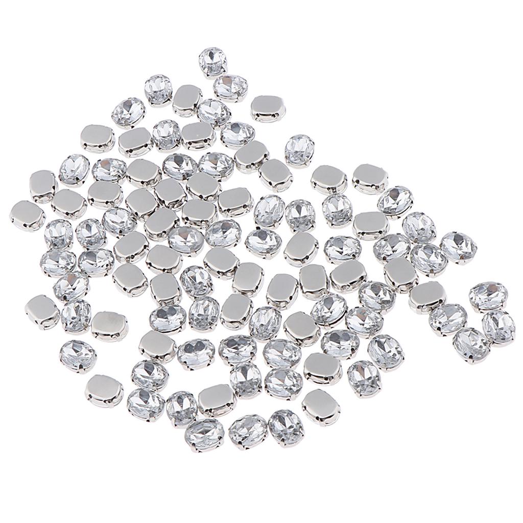 100 Pieces Sew On Crystals Rhinestone Beads Embellishment DIY Craft