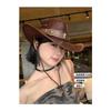 Women Vintage Wide Brim Cowboy Hat Outdoor Sun Protection Travel
